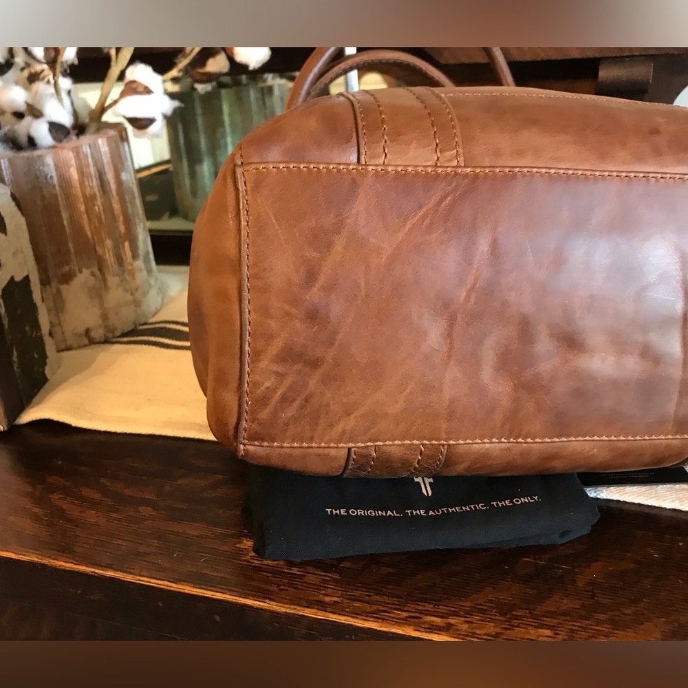NWT Frye Melissa Leather Cognac Brown Tote Shoulder Bag Retail $398 - Picture 9 of 12